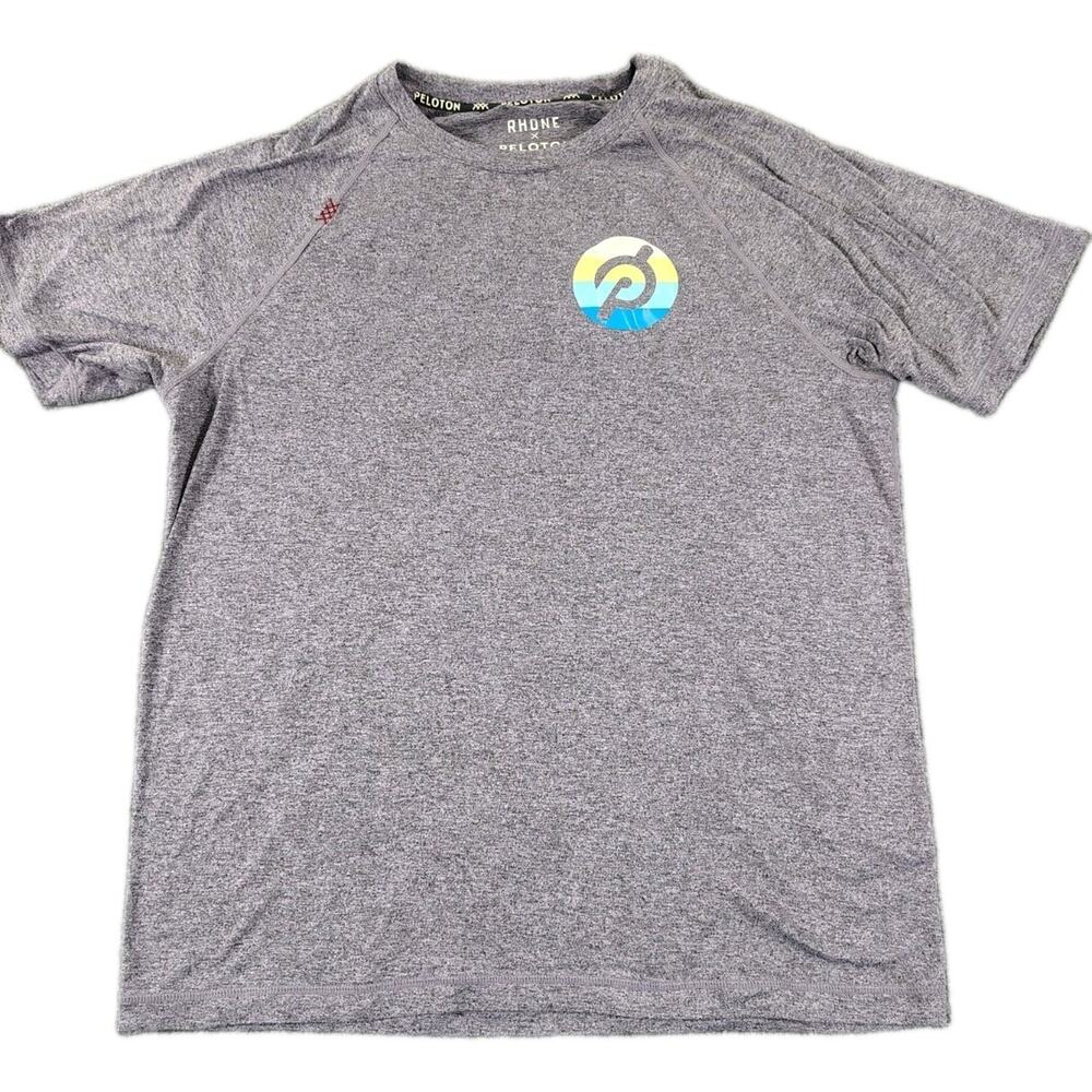 Rhone x Peloton Shirt Men's M Gray Stretch Performance Active Quick Dry Gym EUC